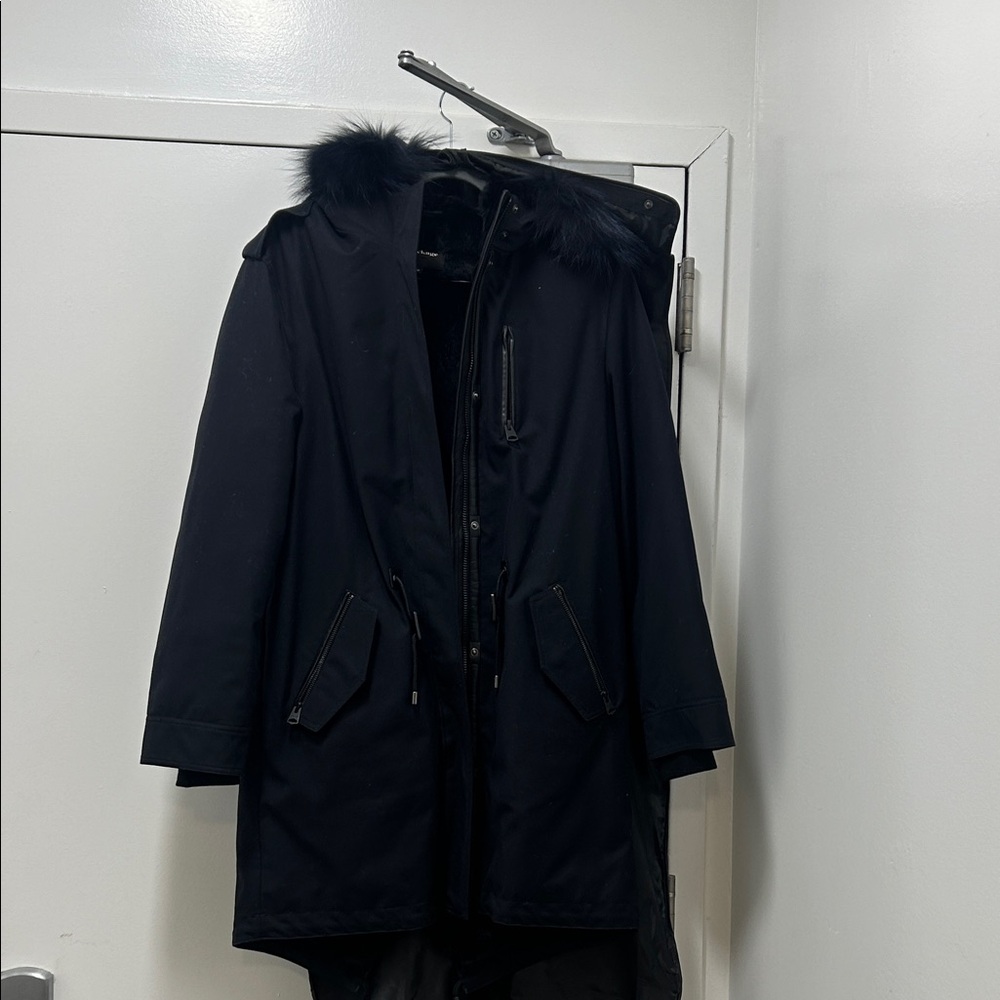 Sold!! Mackage Navy Blue Parka Coat with Blue Fox Fur Hood